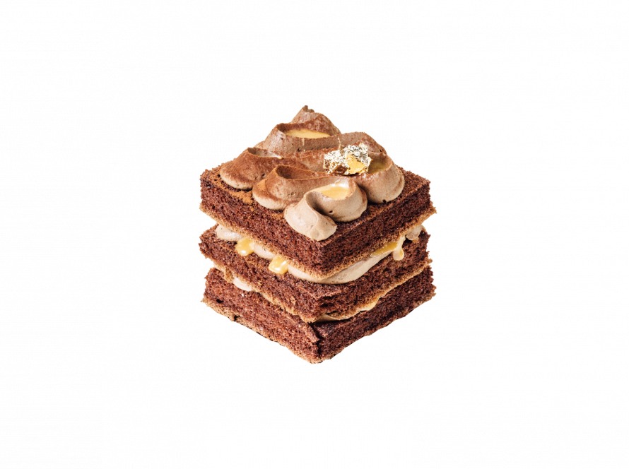 Choco Passionfruit Caramel Cake Slice