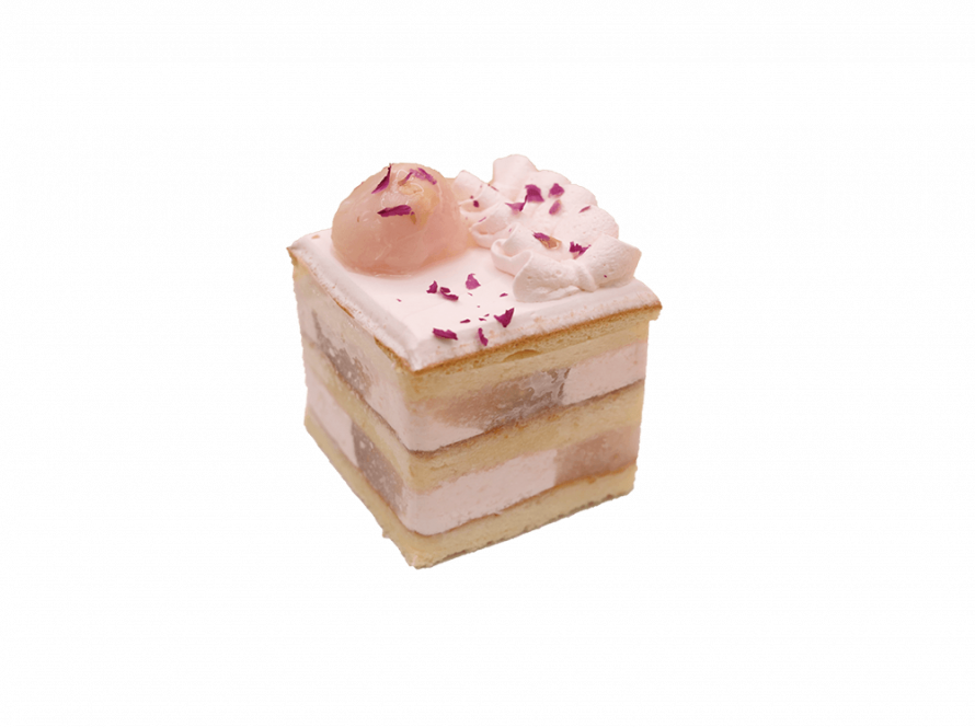 Lychee Rose Cake Slice